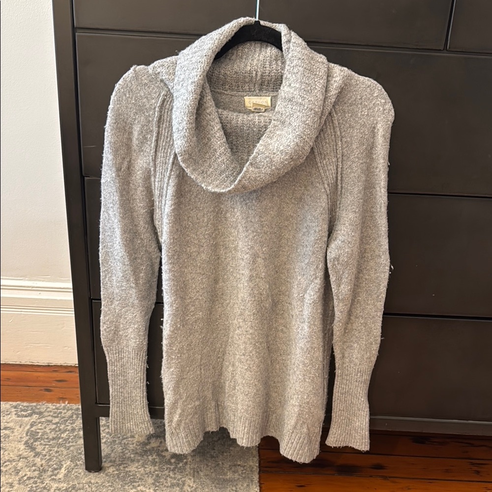 Cozy Gray Cowl Neck Sweater